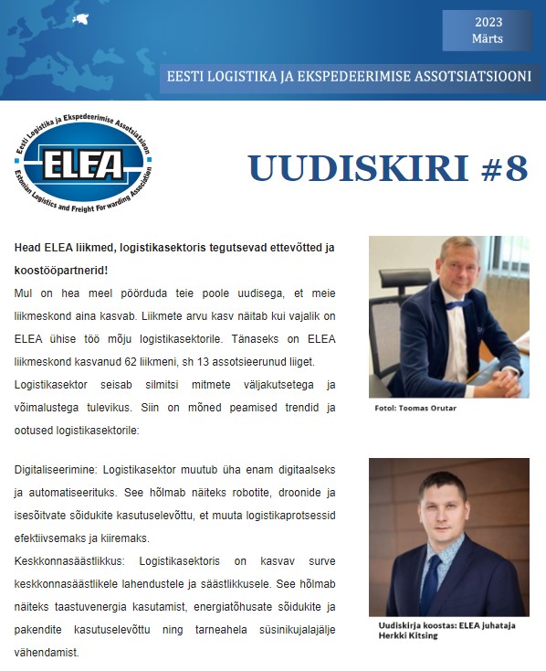 Tutvu ELEA kaheksanda uudiskirjaga ja loe lähemalt! ELEA Uudiskiri #8