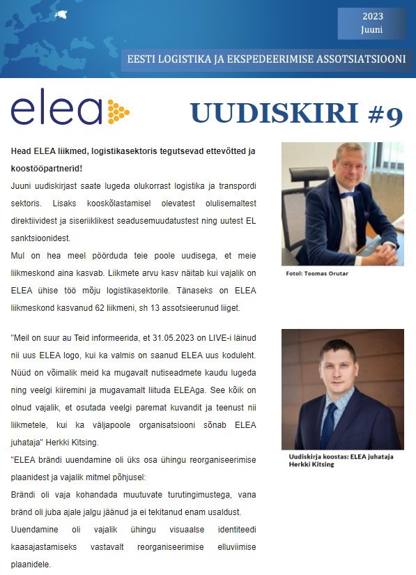 Tutvu ELEA üheksanda uudiskirjaga ja loe lähemalt! ELEA Uudiskiri #9